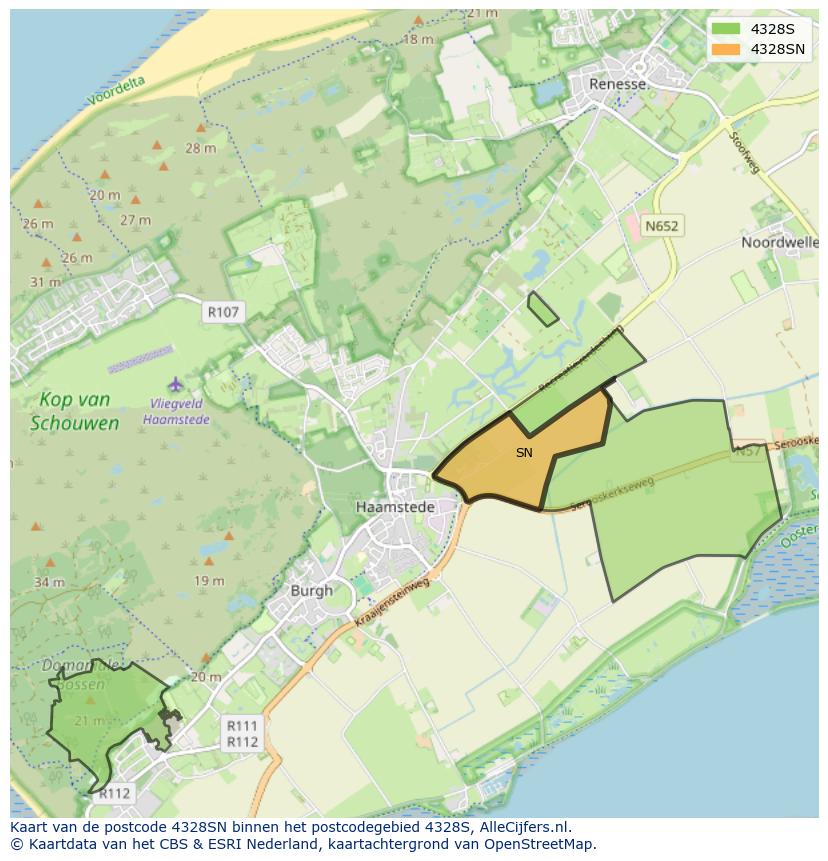 Afbeelding van het postcodegebied 4328 SN op de kaart.