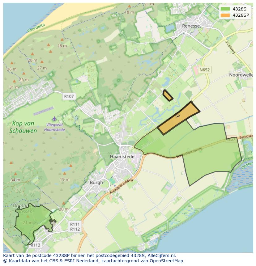Afbeelding van het postcodegebied 4328 SP op de kaart.