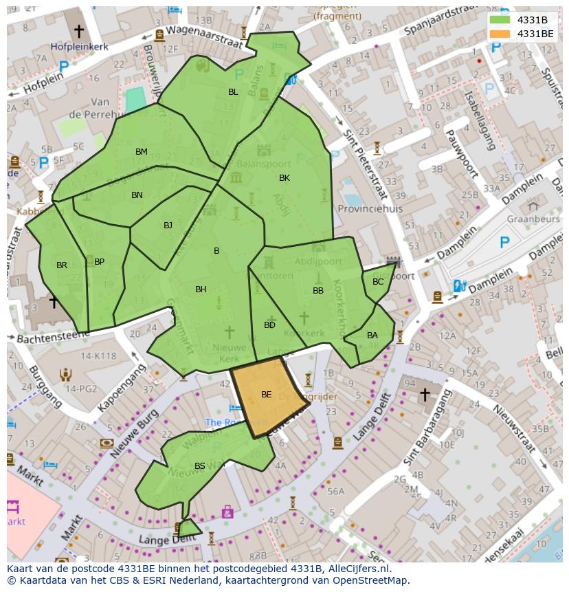 Afbeelding van het postcodegebied 4331 BE op de kaart.