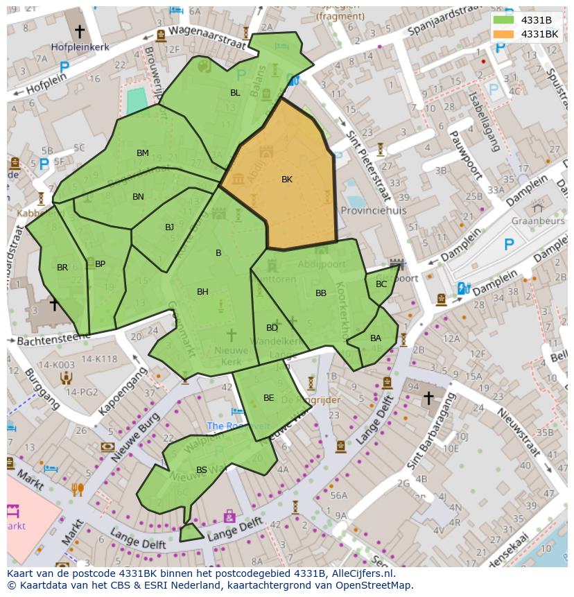 Afbeelding van het postcodegebied 4331 BK op de kaart.