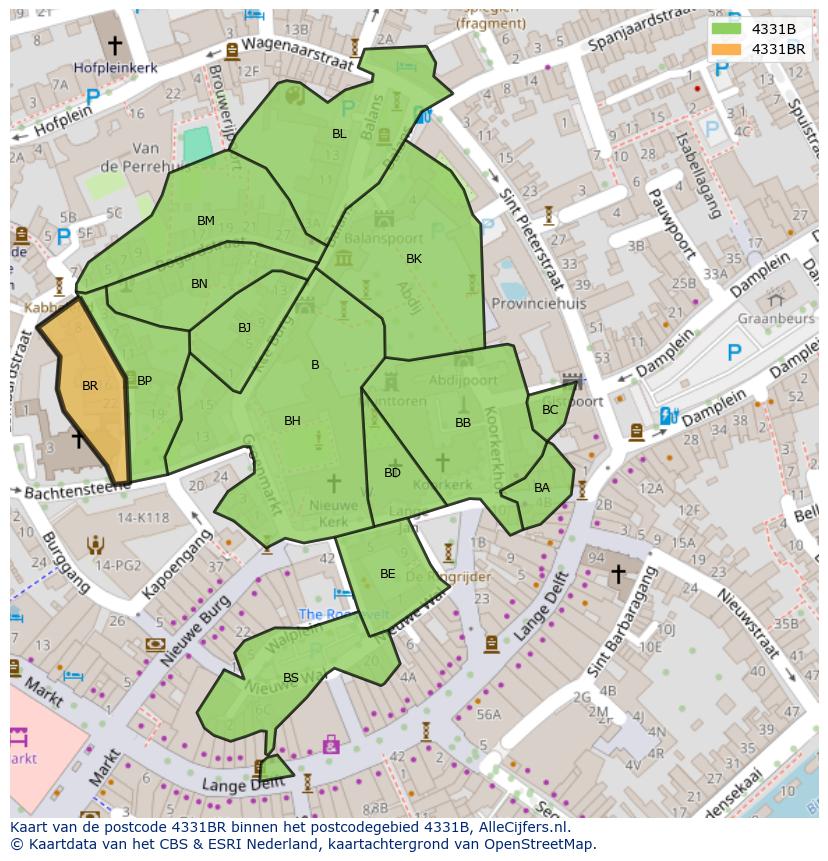 Afbeelding van het postcodegebied 4331 BR op de kaart.