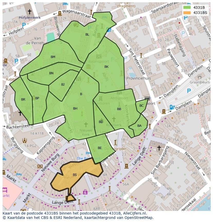 Afbeelding van het postcodegebied 4331 BS op de kaart.
