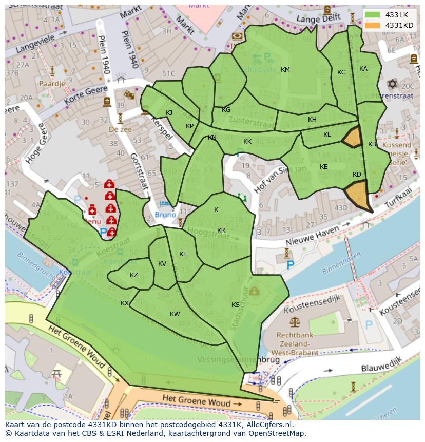Afbeelding van het postcodegebied 4331 KD op de kaart.
