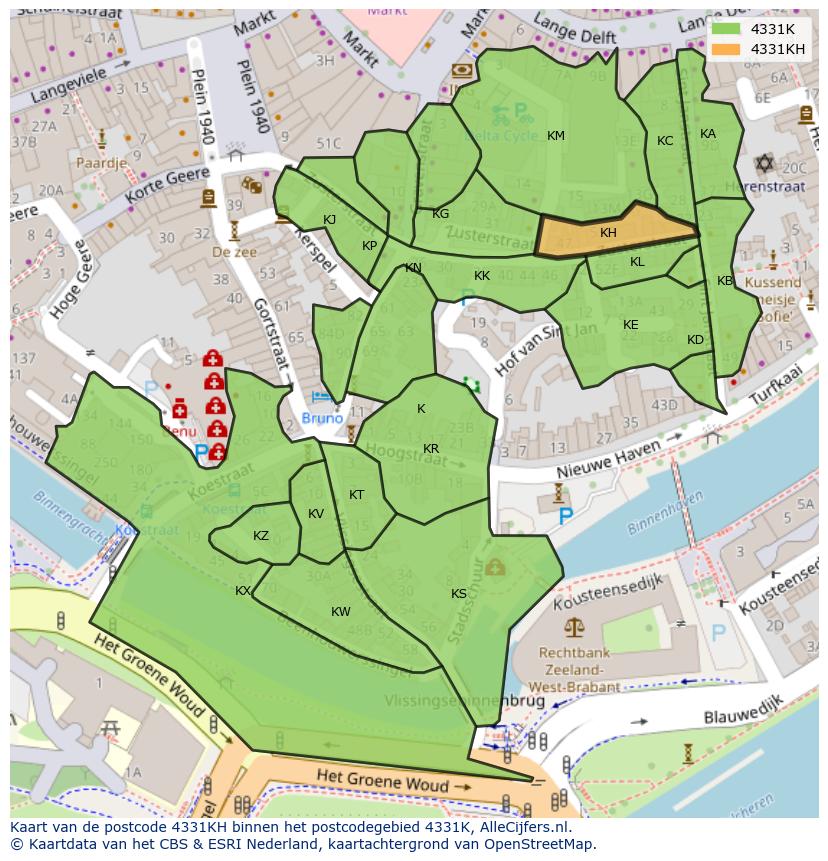 Afbeelding van het postcodegebied 4331 KH op de kaart.