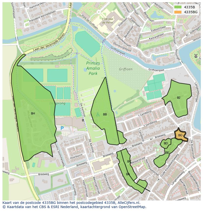 Afbeelding van het postcodegebied 4335 BG op de kaart.
