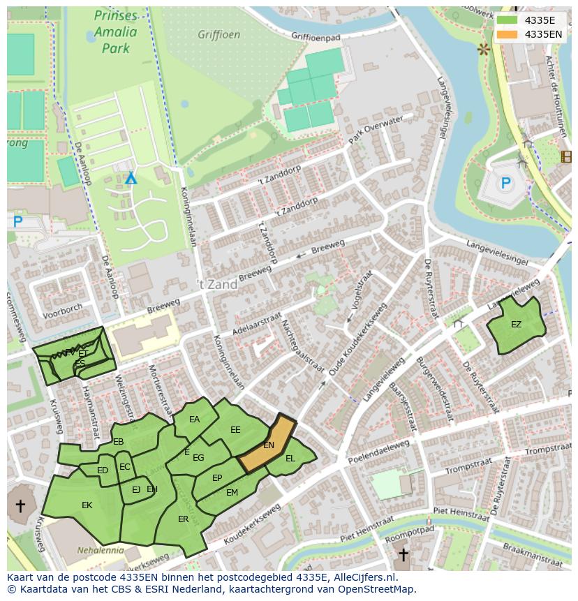 Afbeelding van het postcodegebied 4335 EN op de kaart.