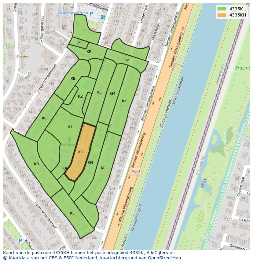 Afbeelding van het postcodegebied 4335 KH op de kaart.