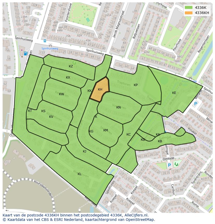 Afbeelding van het postcodegebied 4336 KH op de kaart.