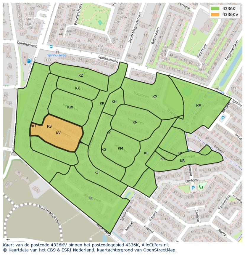 Afbeelding van het postcodegebied 4336 KV op de kaart.