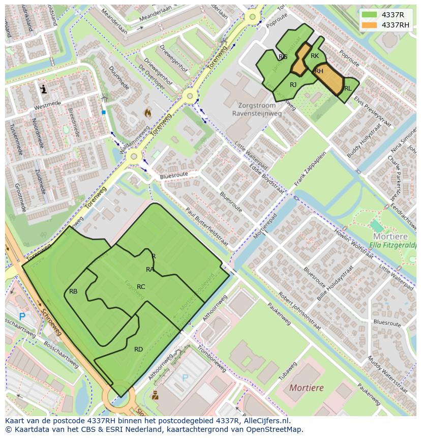 Afbeelding van het postcodegebied 4337 RH op de kaart.