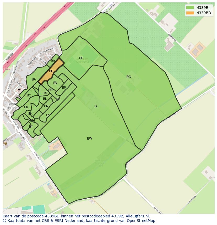 Afbeelding van het postcodegebied 4339 BD op de kaart.