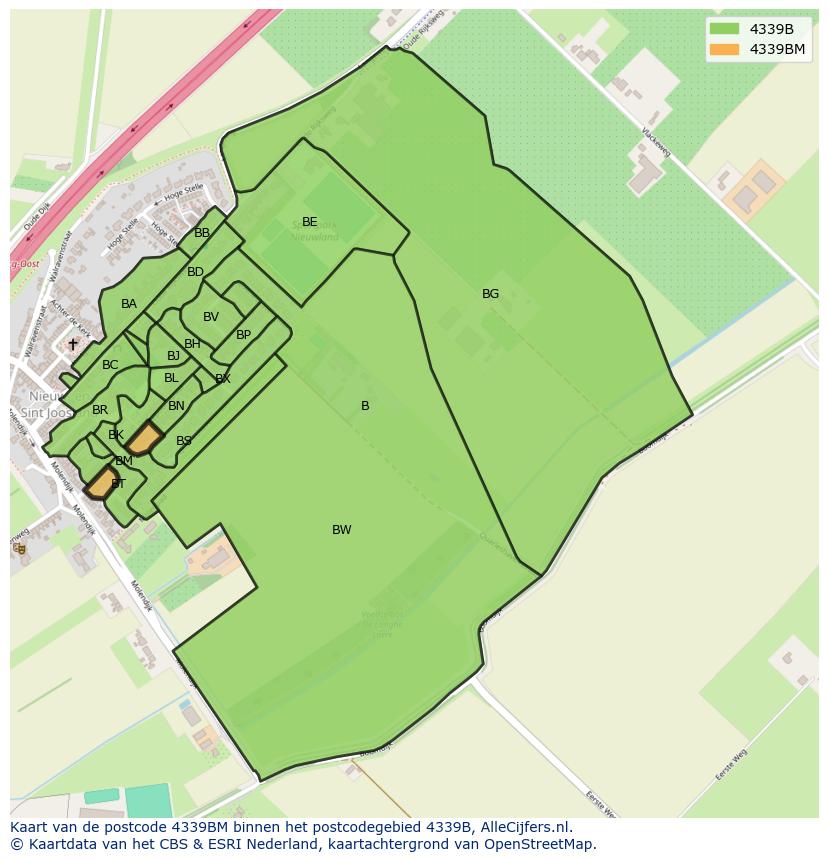Afbeelding van het postcodegebied 4339 BM op de kaart.