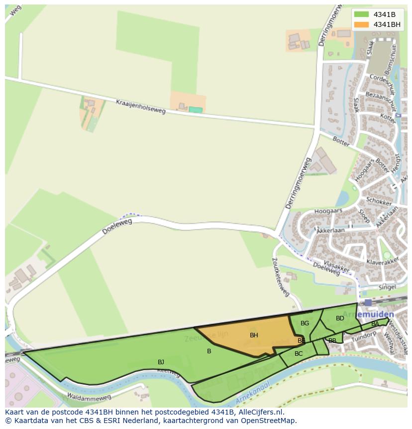 Afbeelding van het postcodegebied 4341 BH op de kaart.