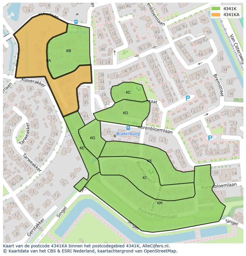 Afbeelding van het postcodegebied 4341 KA op de kaart.