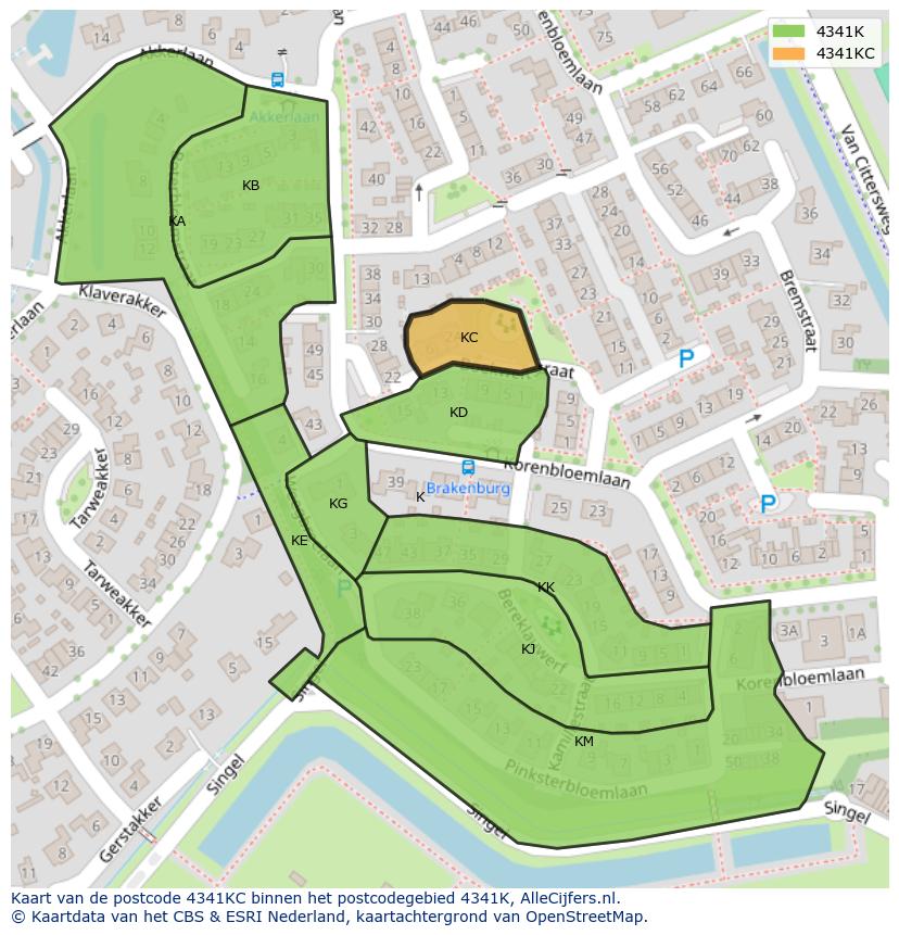 Afbeelding van het postcodegebied 4341 KC op de kaart.
