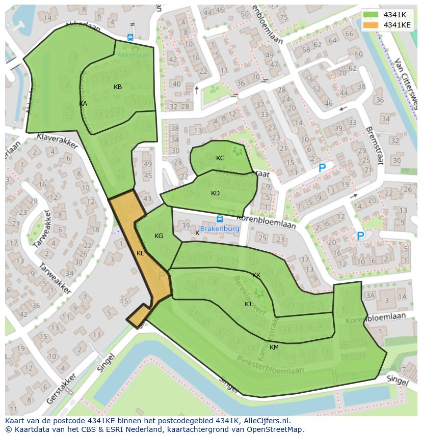 Afbeelding van het postcodegebied 4341 KE op de kaart.