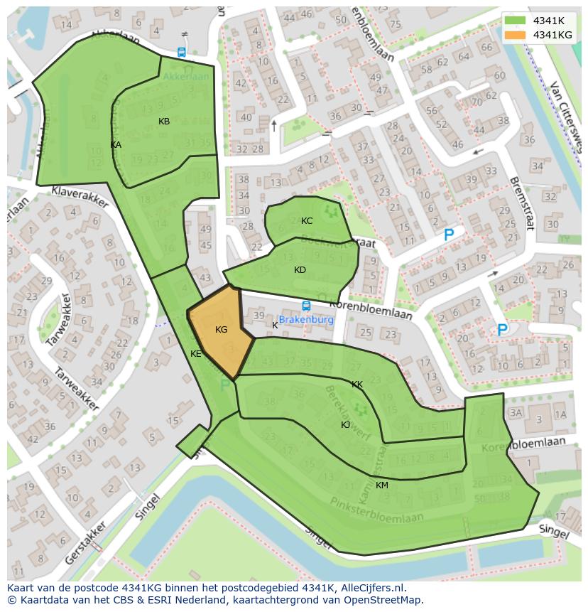Afbeelding van het postcodegebied 4341 KG op de kaart.