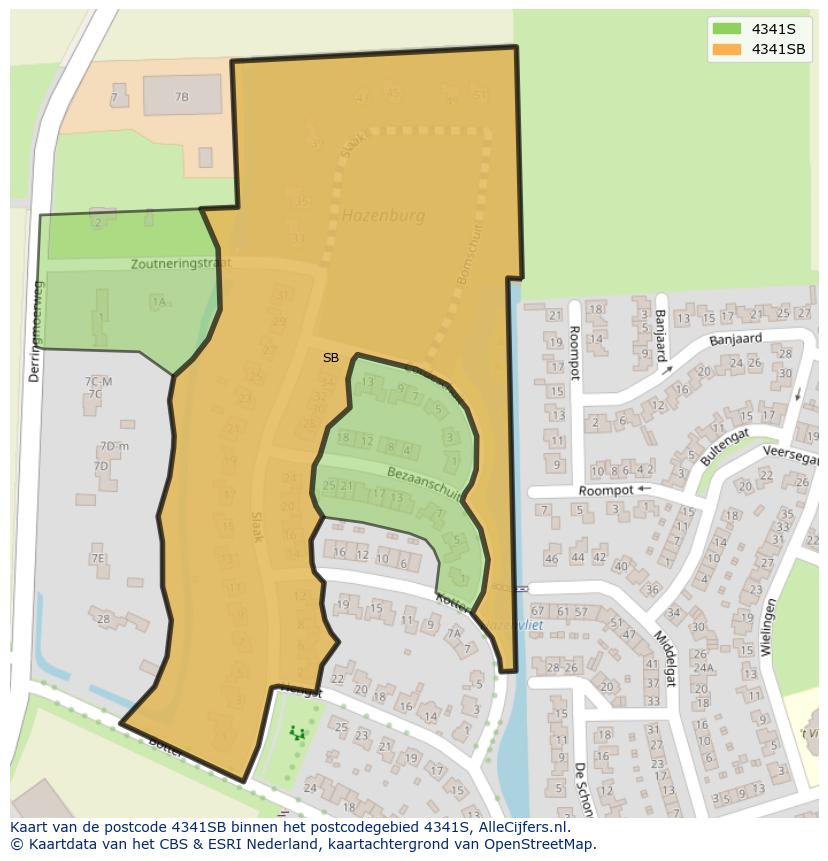 Afbeelding van het postcodegebied 4341 SB op de kaart.