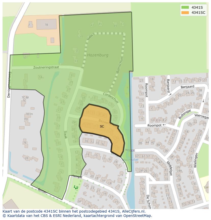 Afbeelding van het postcodegebied 4341 SC op de kaart.