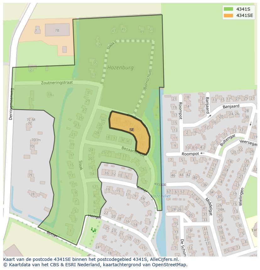 Afbeelding van het postcodegebied 4341 SE op de kaart.