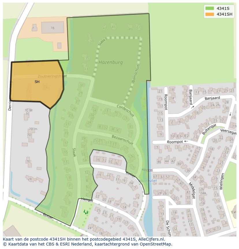 Afbeelding van het postcodegebied 4341 SH op de kaart.