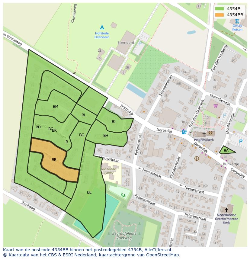 Afbeelding van het postcodegebied 4354 BB op de kaart.