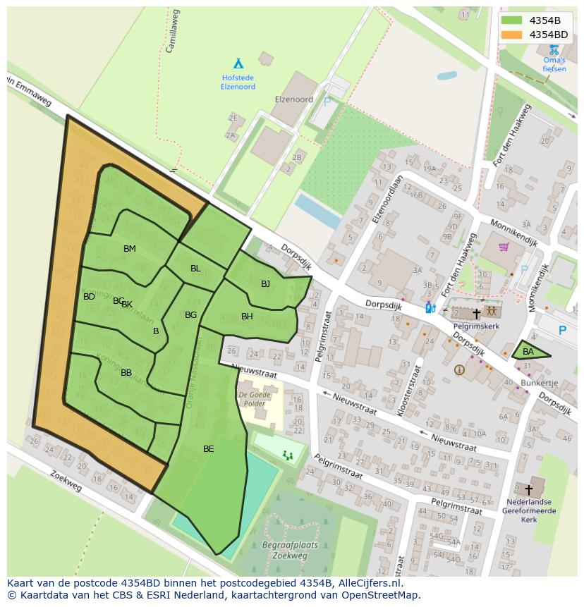 Afbeelding van het postcodegebied 4354 BD op de kaart.