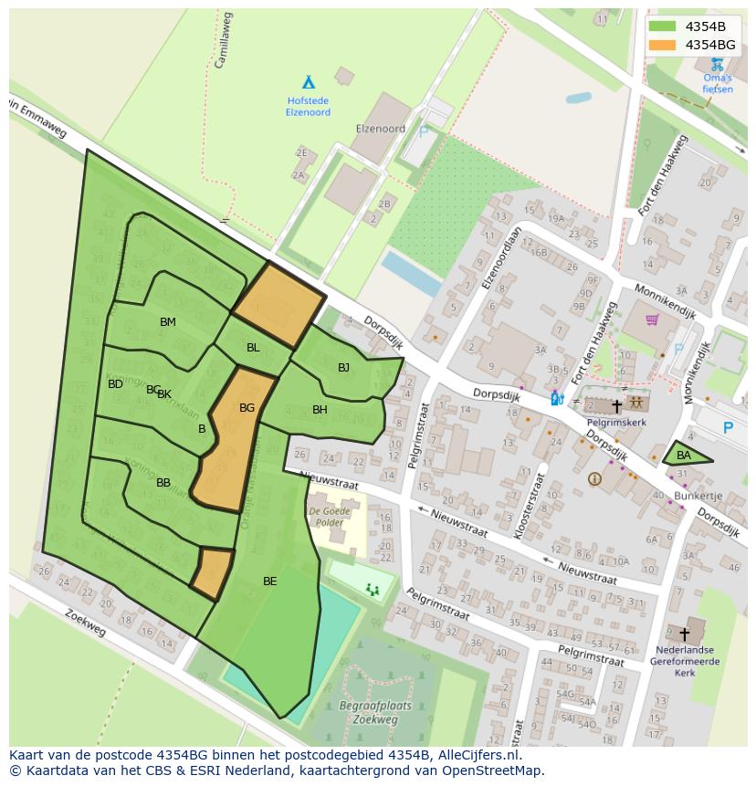 Afbeelding van het postcodegebied 4354 BG op de kaart.