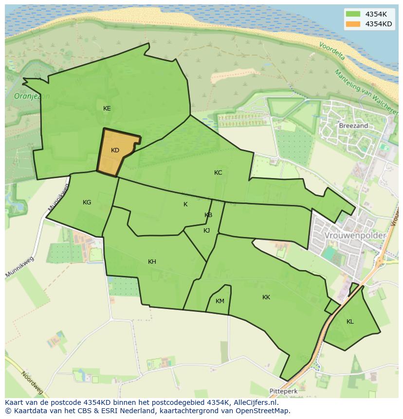 Afbeelding van het postcodegebied 4354 KD op de kaart.