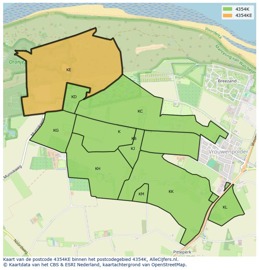Afbeelding van het postcodegebied 4354 KE op de kaart.