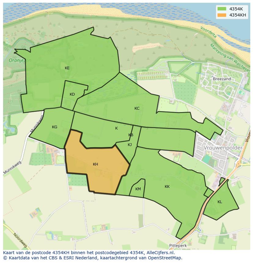 Afbeelding van het postcodegebied 4354 KH op de kaart.