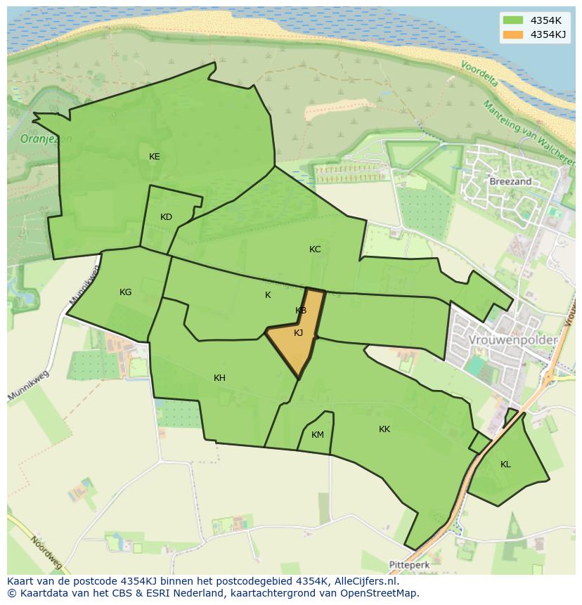 Afbeelding van het postcodegebied 4354 KJ op de kaart.