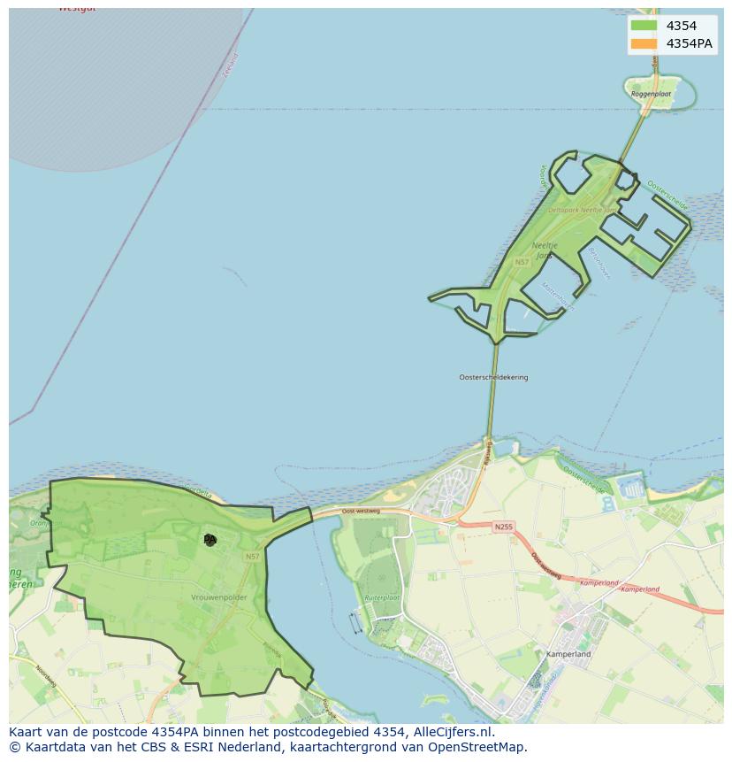 Afbeelding van het postcodegebied 4354 PA op de kaart.