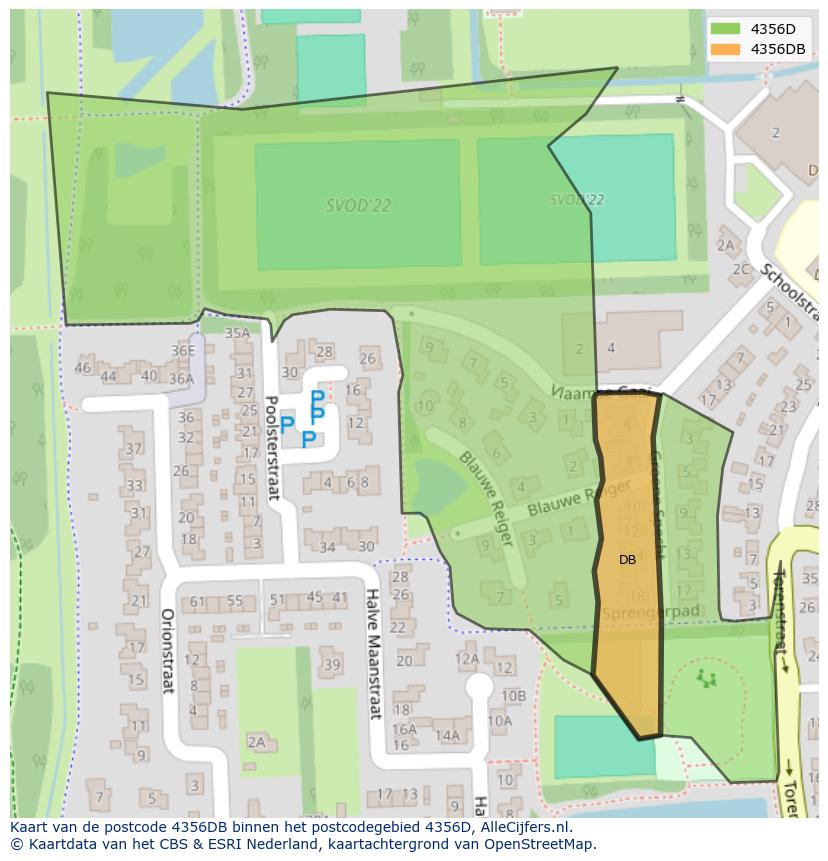 Afbeelding van het postcodegebied 4356 DB op de kaart.