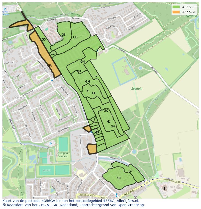 Afbeelding van het postcodegebied 4356 GA op de kaart.