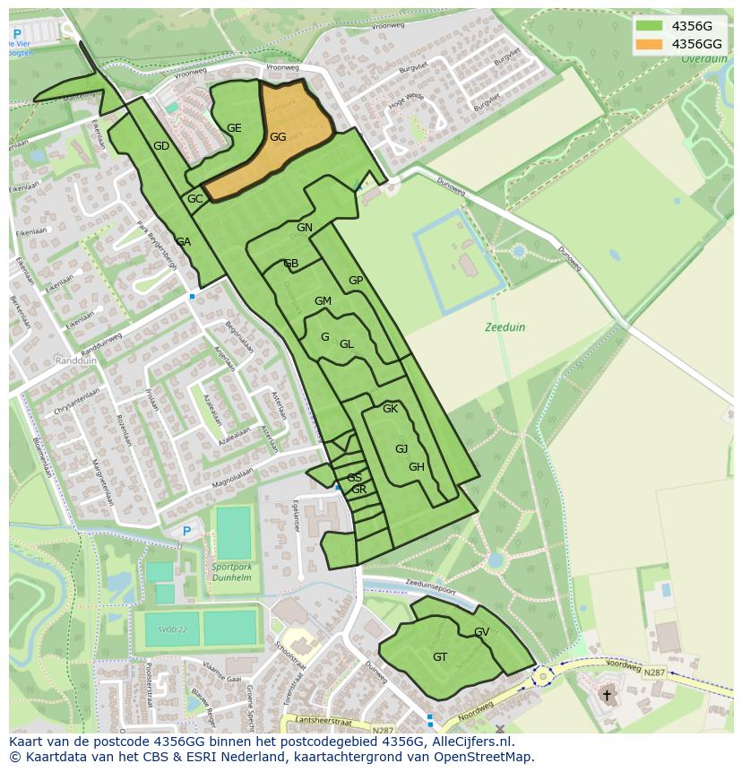 Afbeelding van het postcodegebied 4356 GG op de kaart.