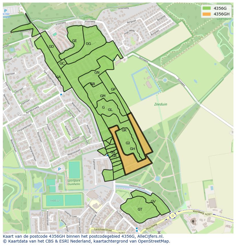 Afbeelding van het postcodegebied 4356 GH op de kaart.