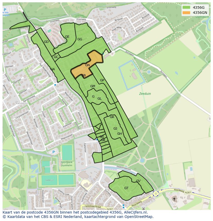 Afbeelding van het postcodegebied 4356 GN op de kaart.