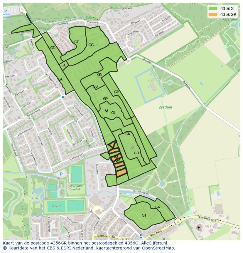 Afbeelding van het postcodegebied 4356 GR op de kaart.