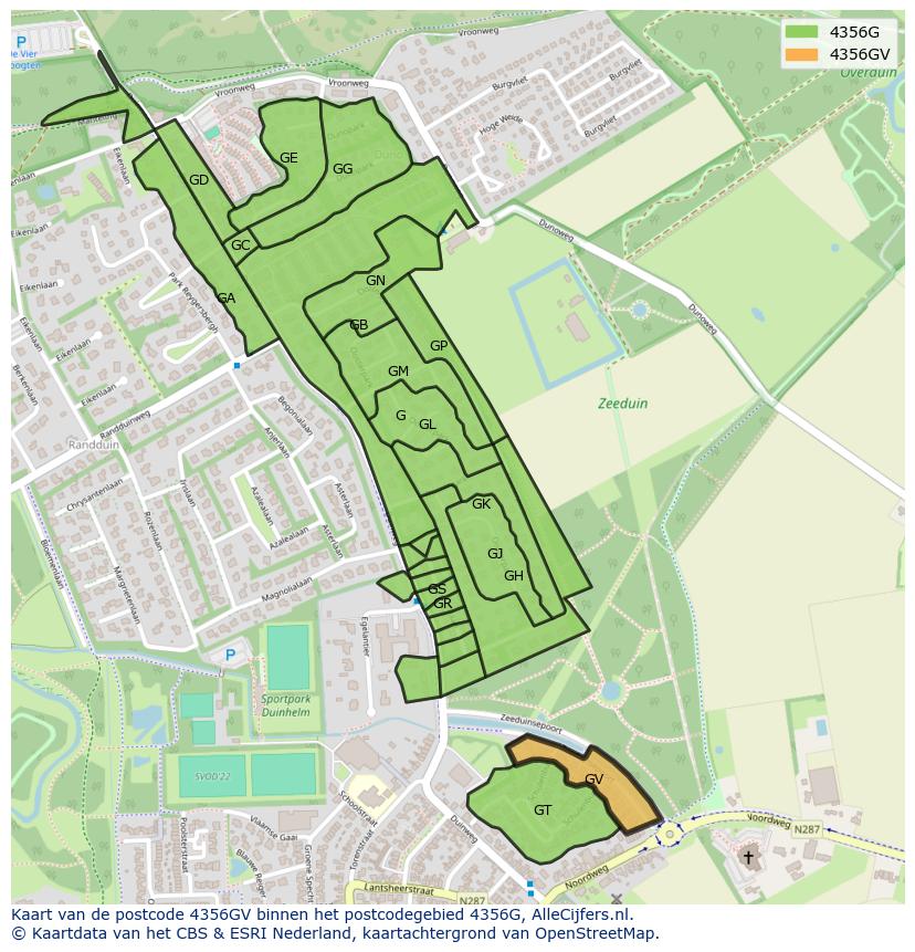 Afbeelding van het postcodegebied 4356 GV op de kaart.
