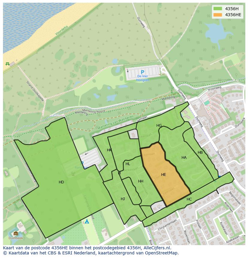 Afbeelding van het postcodegebied 4356 HE op de kaart.