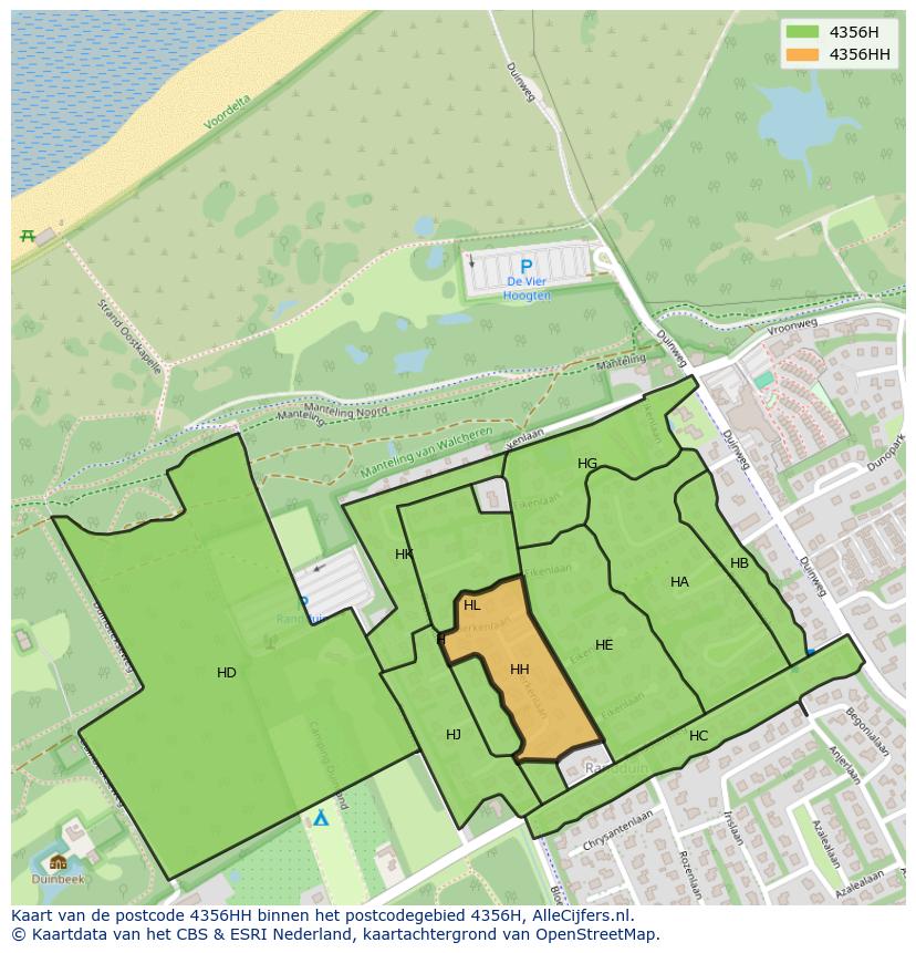 Afbeelding van het postcodegebied 4356 HH op de kaart.