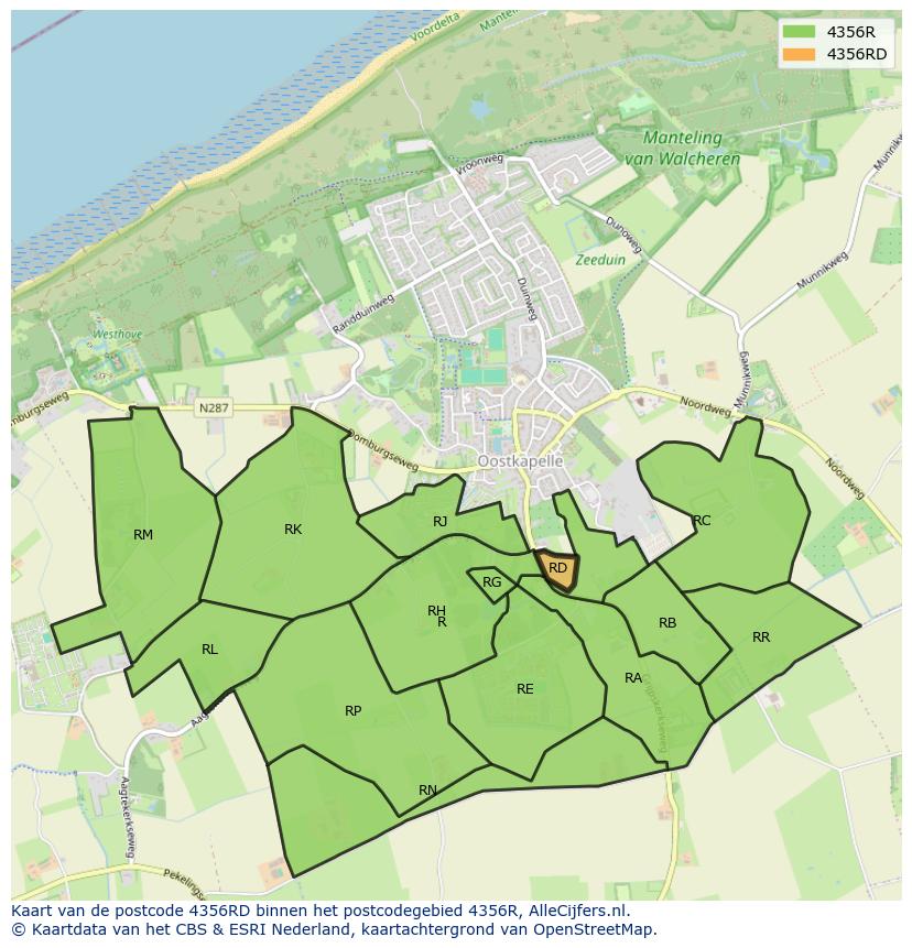 Afbeelding van het postcodegebied 4356 RD op de kaart.