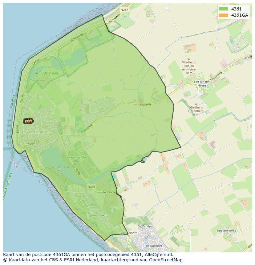 Afbeelding van het postcodegebied 4361 GA op de kaart.