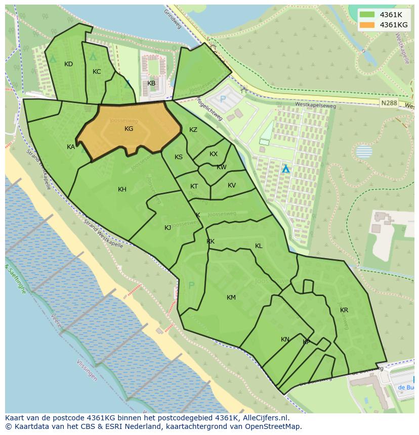 Afbeelding van het postcodegebied 4361 KG op de kaart.