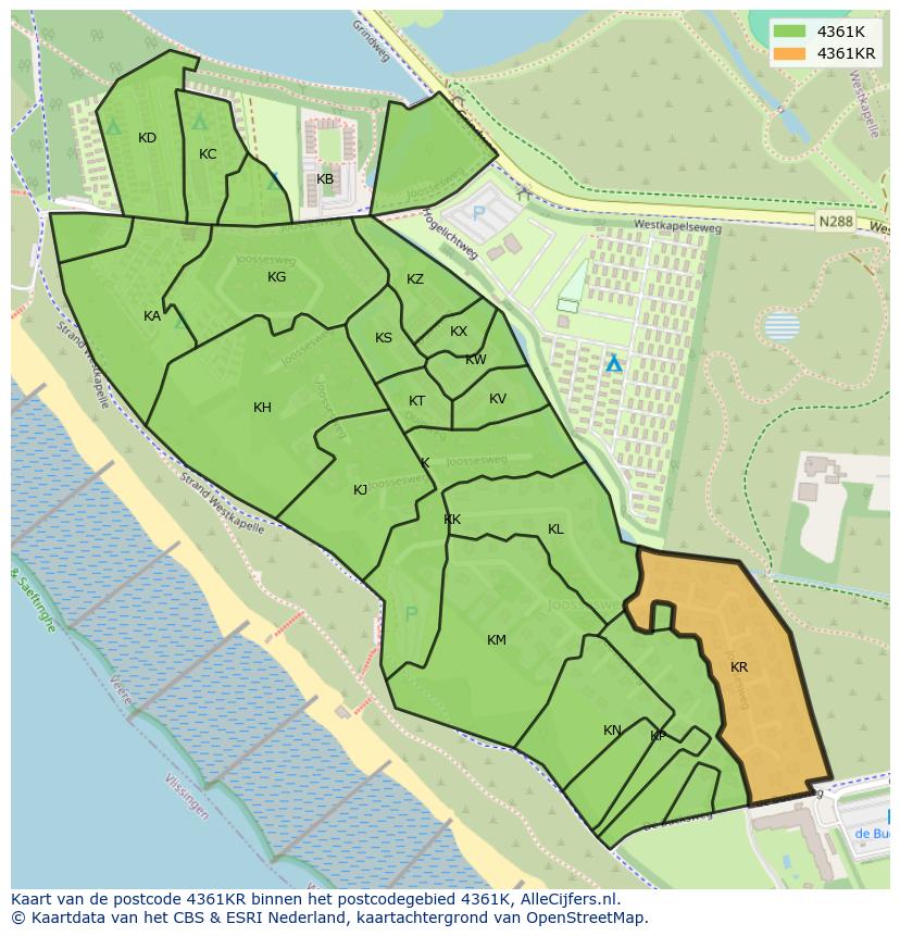 Afbeelding van het postcodegebied 4361 KR op de kaart.