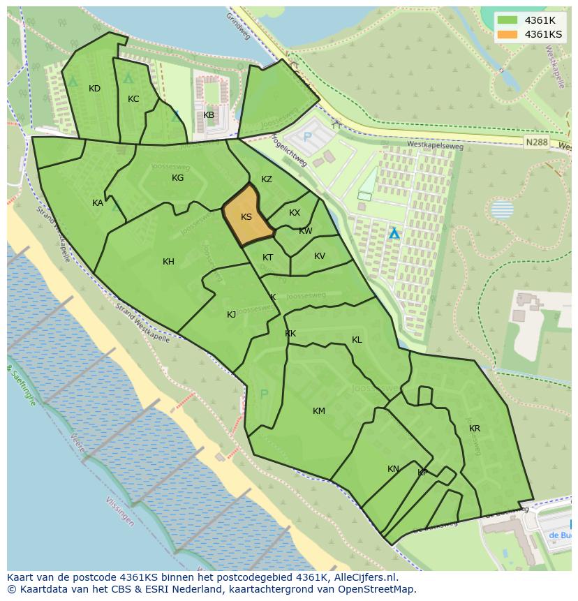 Afbeelding van het postcodegebied 4361 KS op de kaart.