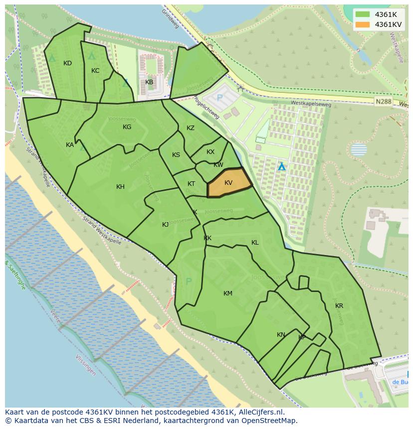 Afbeelding van het postcodegebied 4361 KV op de kaart.