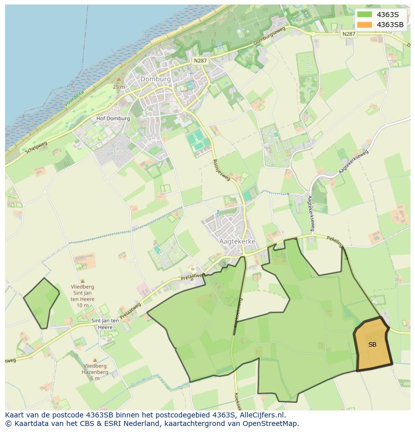 Afbeelding van het postcodegebied 4363 SB op de kaart.