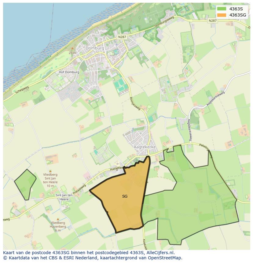 Afbeelding van het postcodegebied 4363 SG op de kaart.